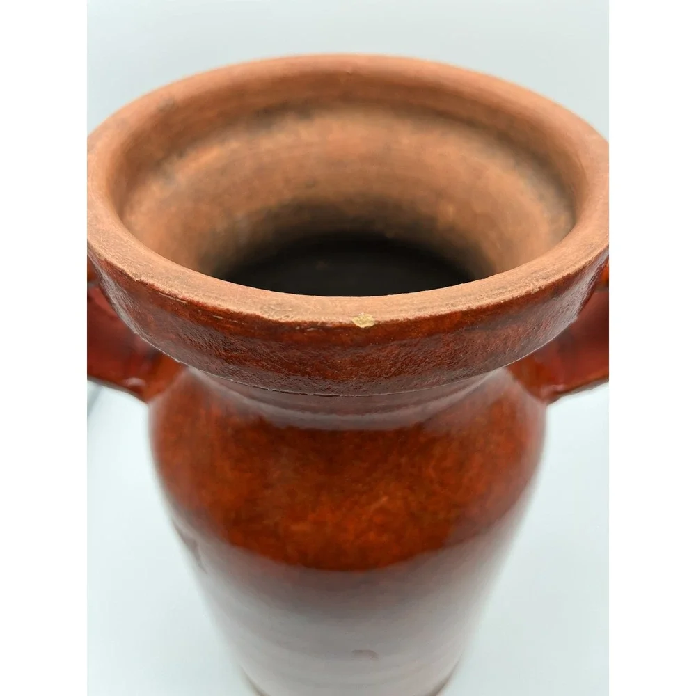 Vintage Heavy Ceramic Vase Gran Deposito Red Grain Italian 12.5